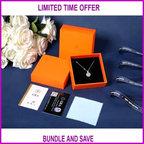 Moissanite Floating Pendant Necklace 925 Sterling Silver 1 Carat GRA Certified